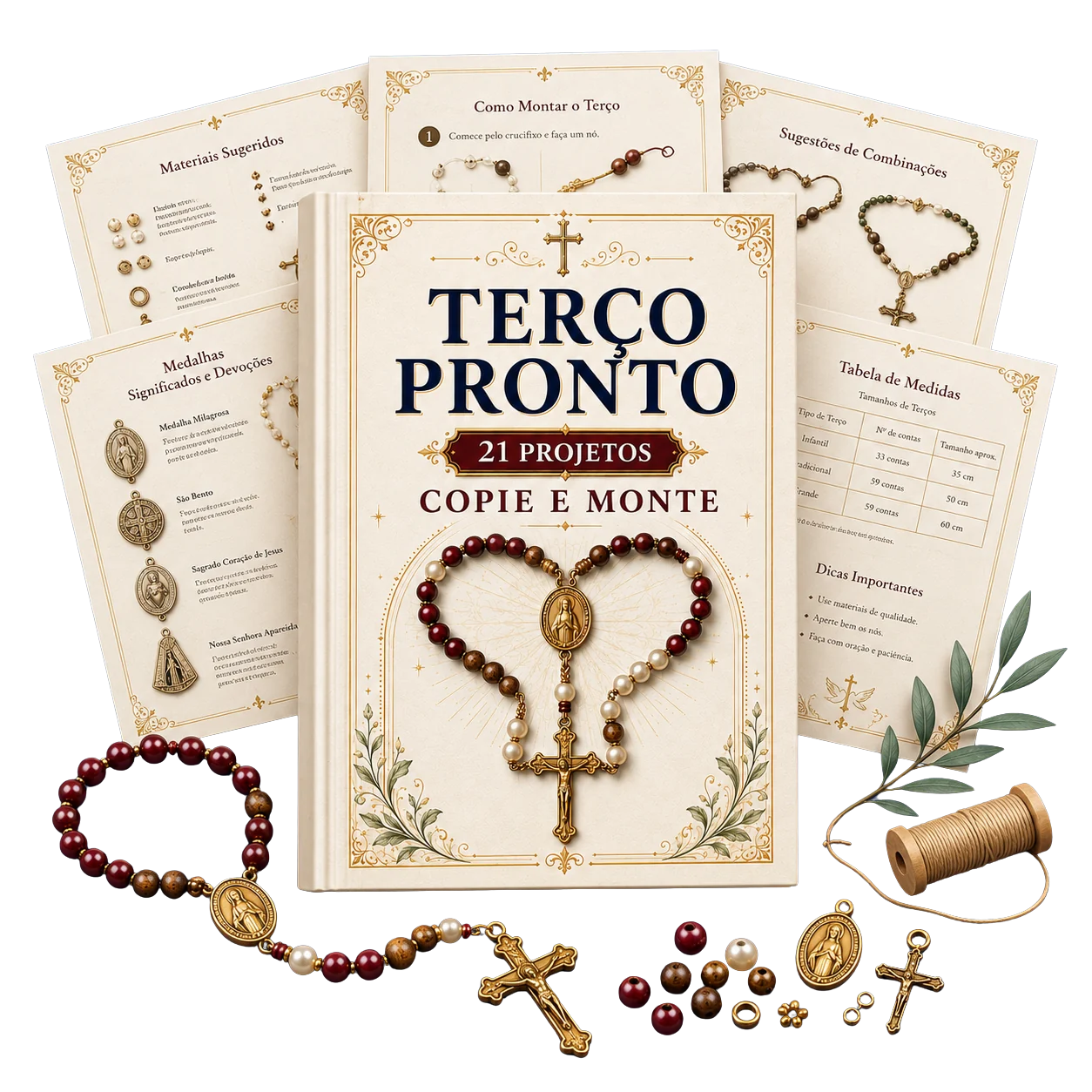 Material principal Terço Pronto com 21 projetos