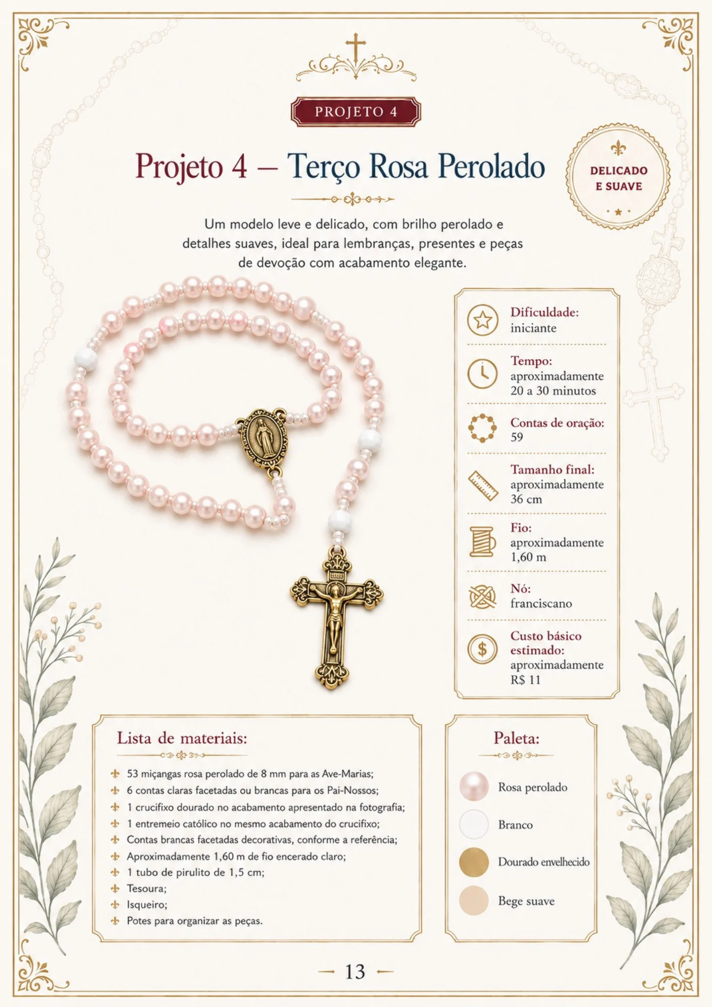 Página 13 do Terço Pronto — projeto visual de terço católico