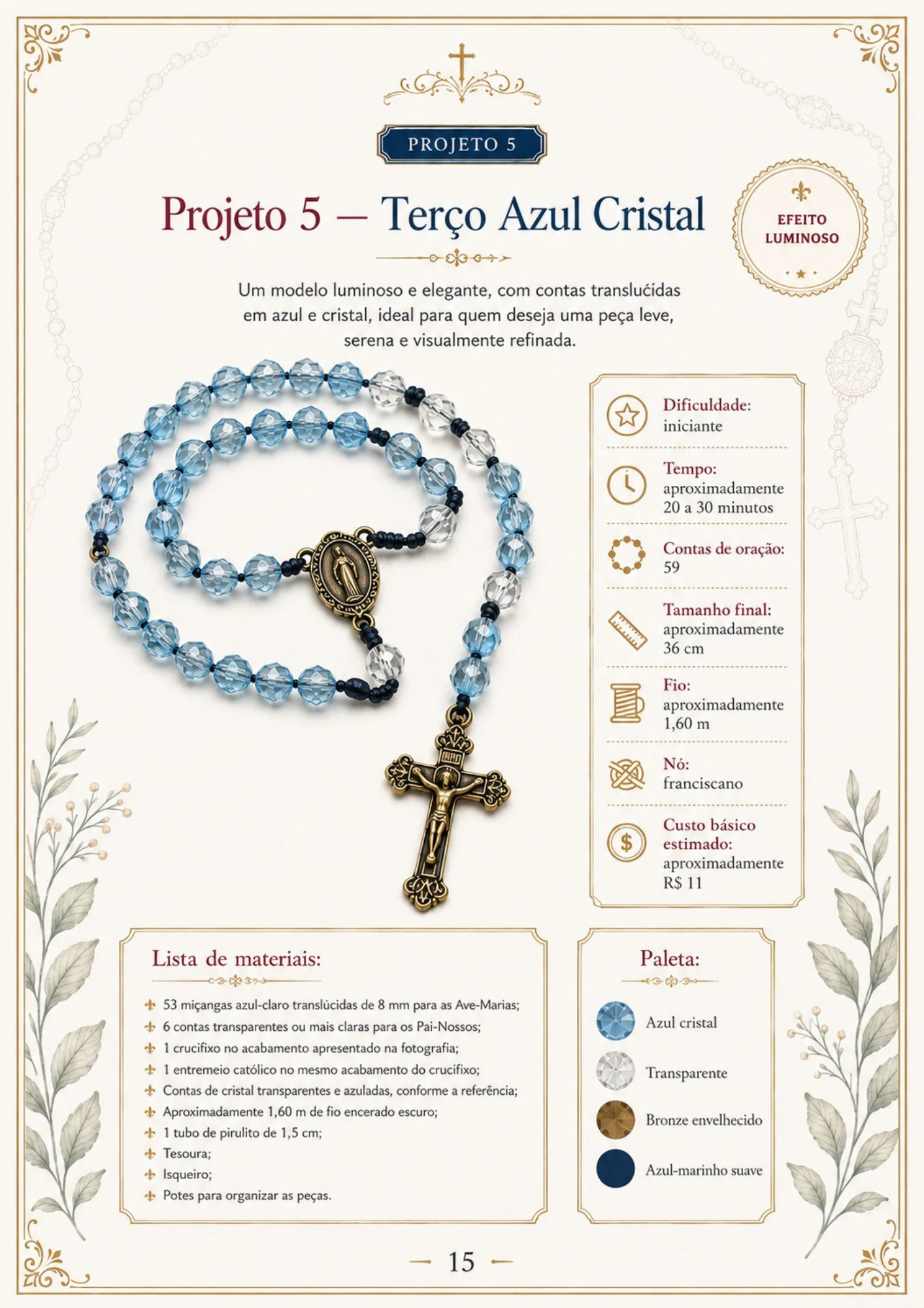 Página 15 do Terço Pronto — projeto visual de terço católico